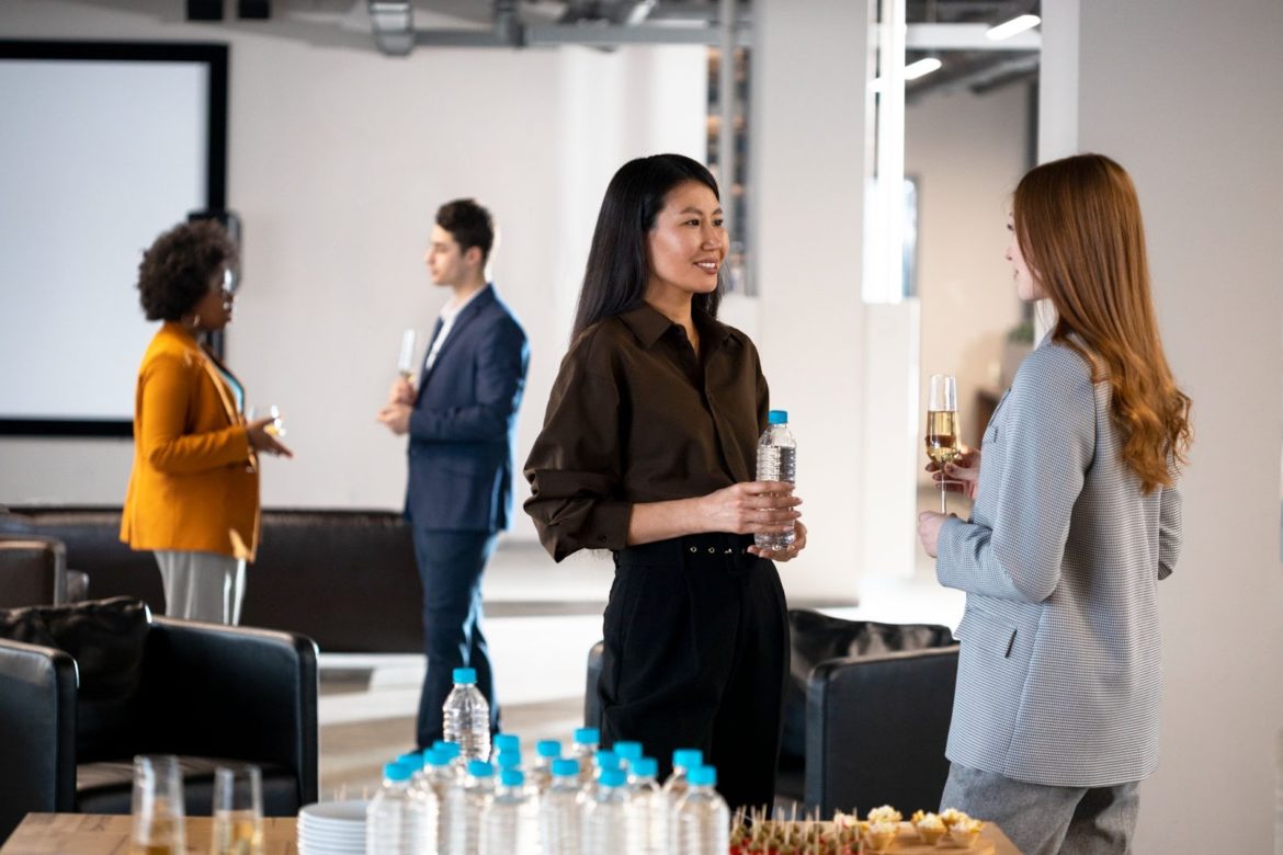 corporate event event goers conversing